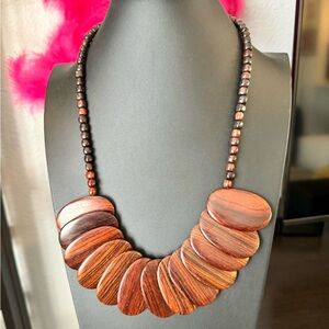 Vintage Wood Disc Beaded Necklace